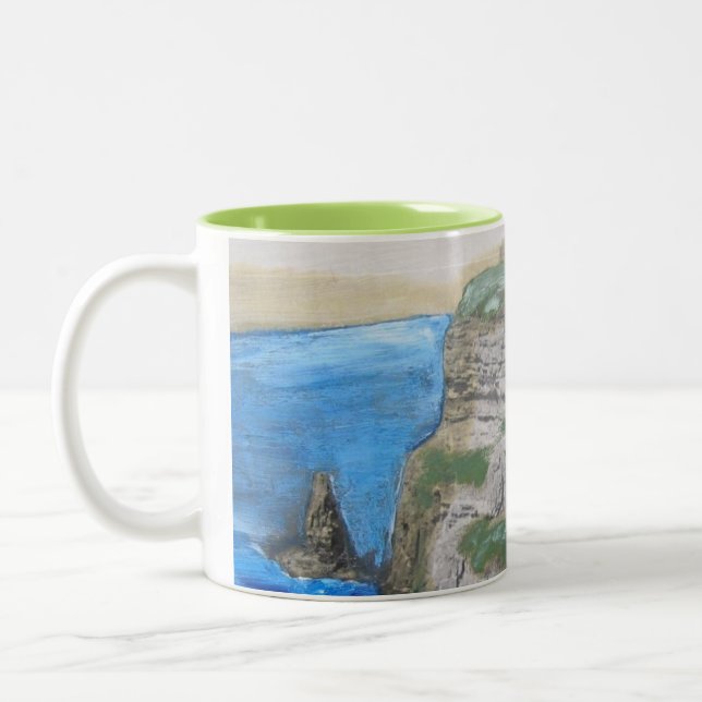 Klippen von Moher, Irland-Malerei-Kaffee-Tasse Zweifarbige Tasse (Links)