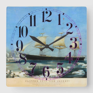 Klippersegelschiff Red Jacket 1854 Quadratische Wanduhr