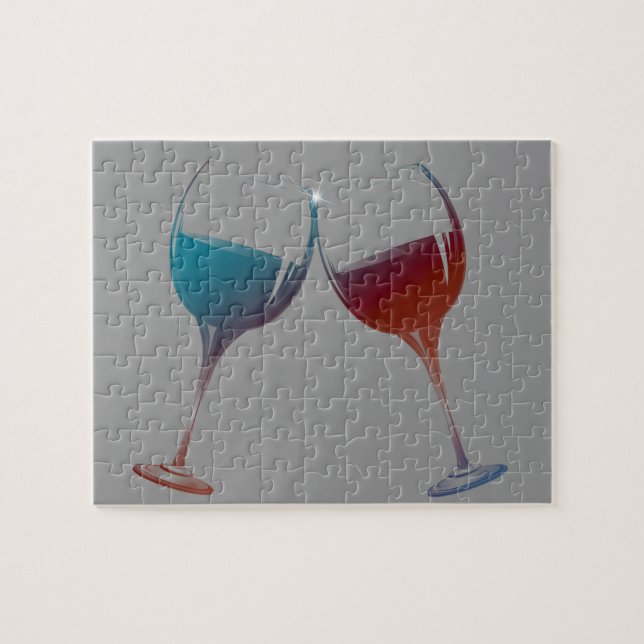 Klirrende Schein-Wein-Glas-Kunst Puzzle (Horizontal)