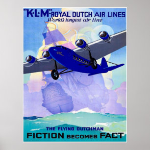 KLM  Flying Dutchman Vintage Travel Advertising Pr Poster