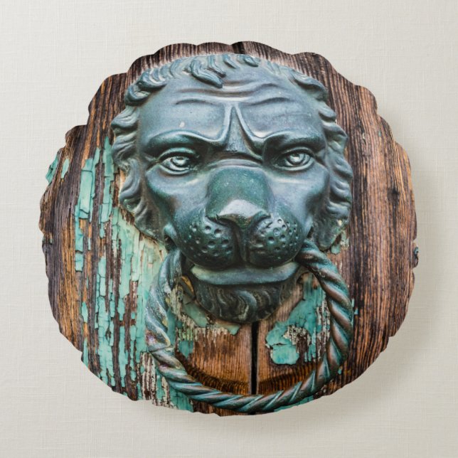 Klopfen am runden Kopfkissen der Himmelstür Rundes Kissen (Vorderseite)