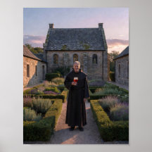 Kloster-Garten-Dämmerung-Poster