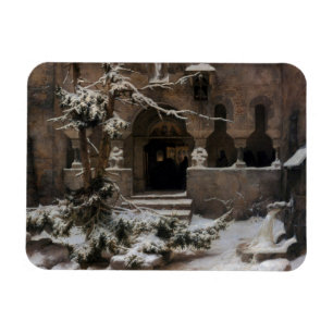 Kloster im Winterschnee (von Karl Lessing) Magnet