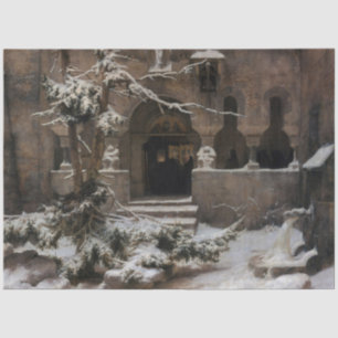 Kloster im Winterschnee (von Karl Lessing) Seidenpapier