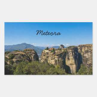 Kloster oberhalb der Felsen | Meteora Griechenland Rechteckiger Aufkleber