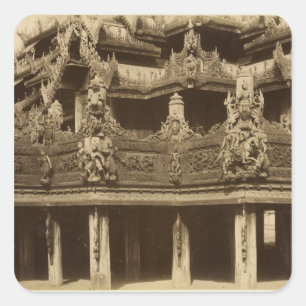 Kloster oder Pagoda, Details, wahrscheinlich Manda Quadratischer Aufkleber