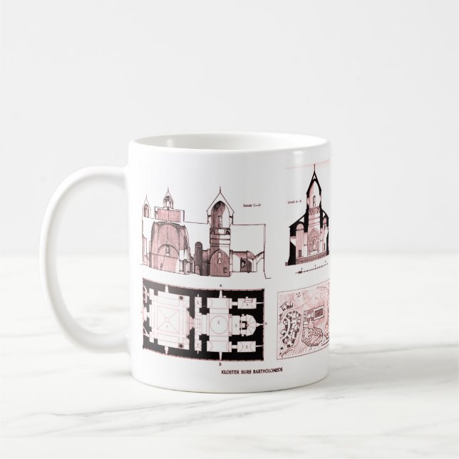 Kloster Saint Bartholomew und Kreuzplan C Kaffeetasse (Links)