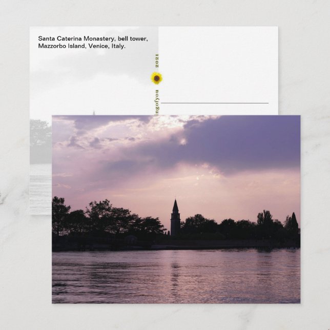 Kloster Santa Caterina Glockenturm, Mazzorbo Isl. Postkarte (Vorne/Hinten)