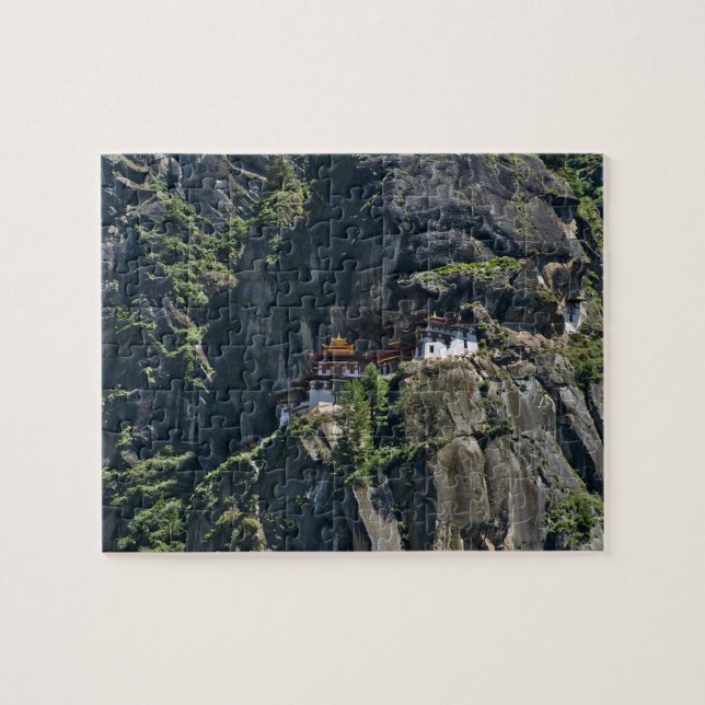 Kloster Taktsang auf der Klippe, Paro, Bhutan Puzzle (Horizontal)