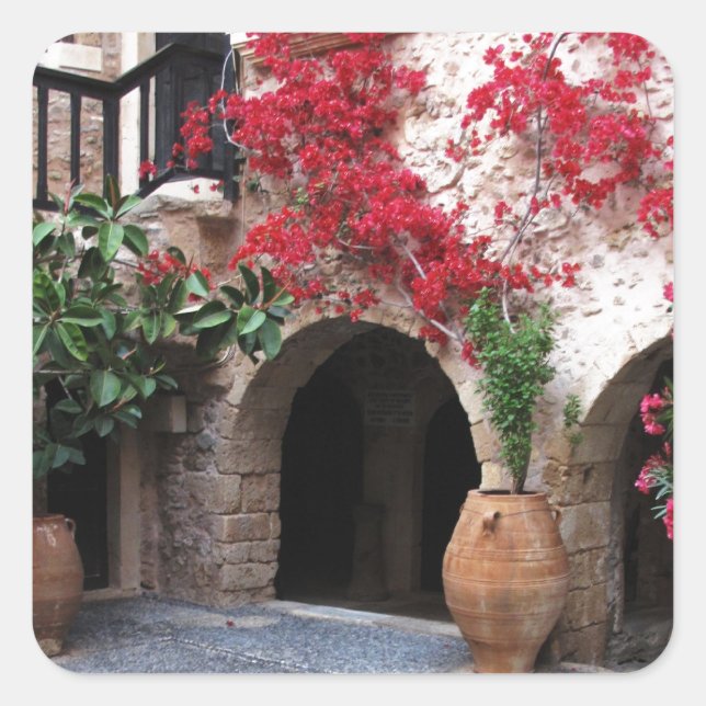 Kloster Toplou Kirchenhof CRETE GRIECHENLAND Quadratischer Aufkleber (Vorderseite)