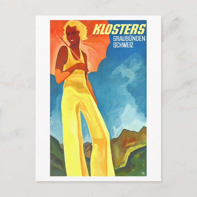 Klosters Graubunden Schweiz Vintag Postkarte (Vorderseite)