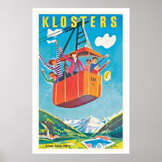 Klosters Grisons Switzerland Vintage Travel Poster (Vorne)