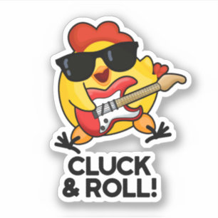 Kluck and Roll Funny Rock'n'Roll Chicken Puff Aufkleber