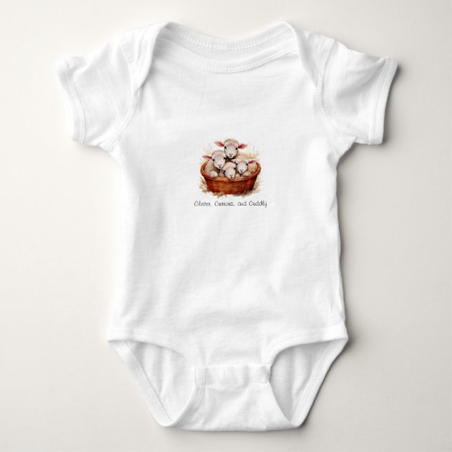 Klug, neugierig und kuschelig - Lamb Baby T-Shirt Strampler (Vorderseite)