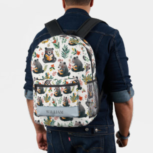 Kluge Bären und Waldkinder zurück in die Schule Bedruckter Rucksack