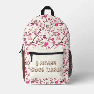 Kluge Eulen & Kirschblüten Bedruckter Rucksack