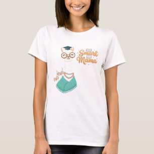 Kluge Mama Clever Llama Cartoon Whimsical Grafik T-Shirt