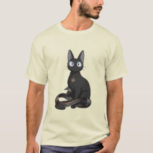 Kluge schwarze Katze mit Brille und Unendlichkeit- T-Shirt