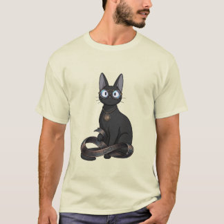 Kluge schwarze Katze mit Brille und Unendlichkeit- T-Shirt