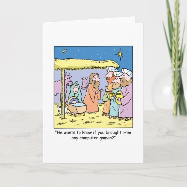 Kluge Spiele des WeihnachtsCartoon-drei Feiertagskarte (Vorderseite)