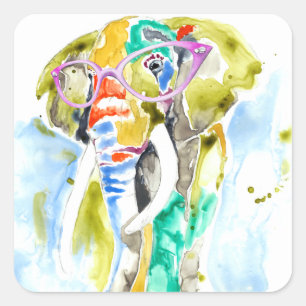 Kluger Elefant Quadratischer Aufkleber