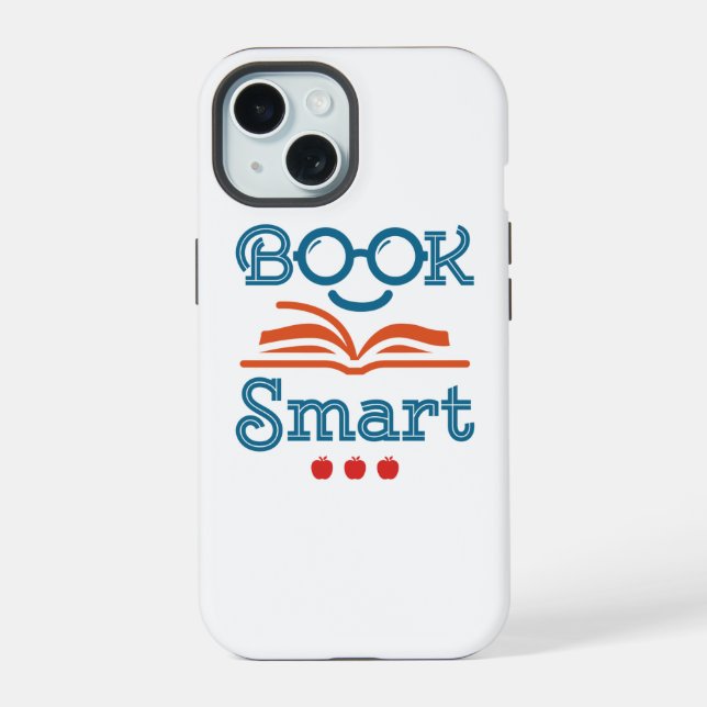 Kluges Buchwitziger Bücherliebhaber Bücherwurm iPhone 15 Hülle (Rückseite)