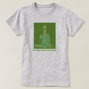 Klugheit der Buddha-Glück-Grün-Wort-Wolke T-Shirt