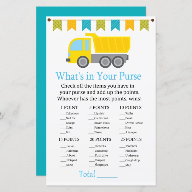 Klumpen LKW Was ist in deinem Handyspiel Babydusch (Vorne/Hinten)