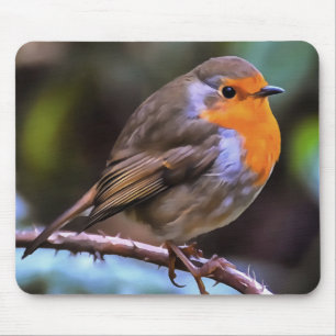Klumpen Robin auf einem Zweig der Naturkunst Mousepad