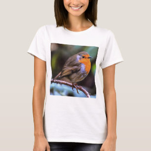 Klumpen Robin auf einem Zweig der Naturkunst T-Shirt