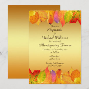 Knackige Herbstblätter Thanksgiving Einladung