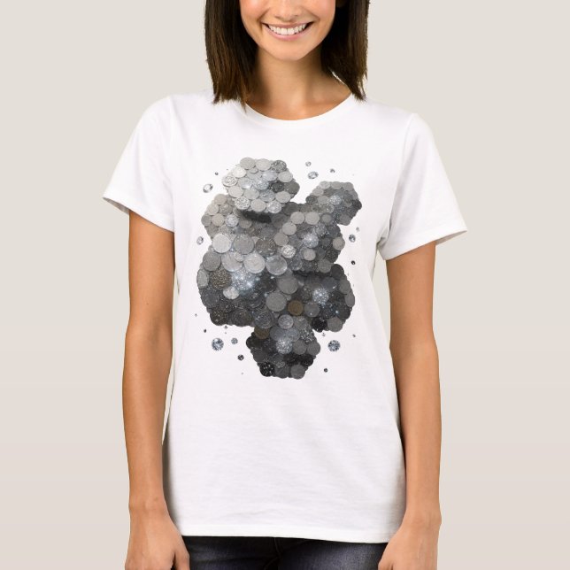 Knackiges Silber ABSTRACT ART Kunstprint T-Shirt (Vorderseite)