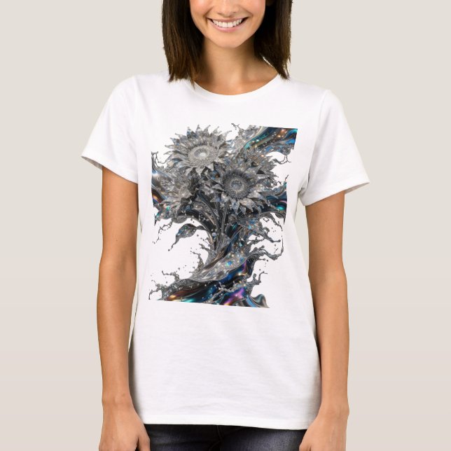 Knackiges Silber ABSTRACT ART Statement T-Shirt (Vorderseite)