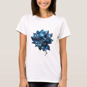 Knackiges Silber BLAUE KRISTALL-Edelsteine Druck T-Shirt