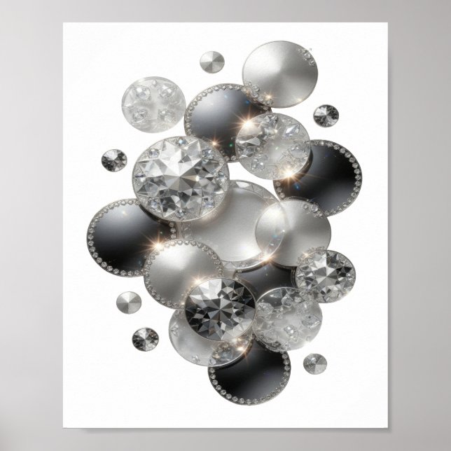 Knackiges Silber DIAMANTEN SIND EIN MÄDCHENS BESTE Poster (Vorne)