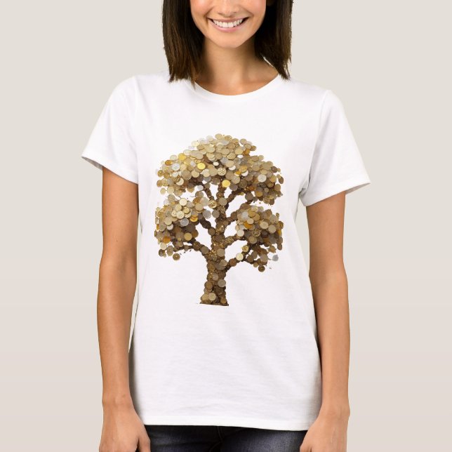 Knackiges Silber GELDBAUM Custom Design T-Shirt (Vorderseite)