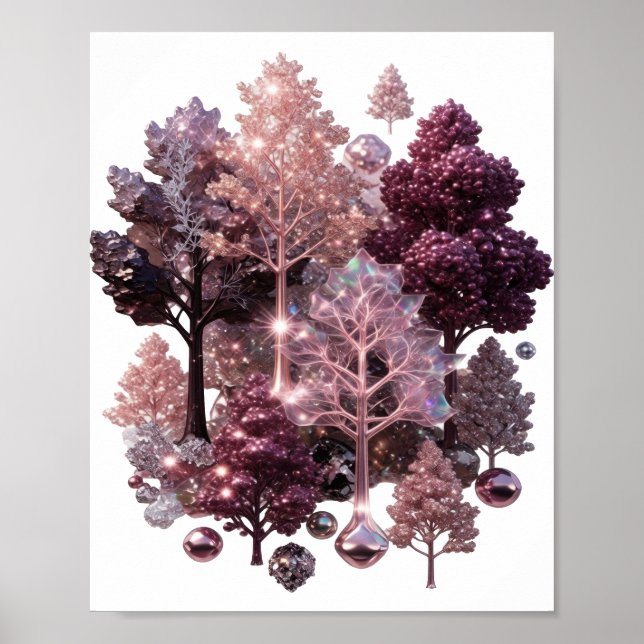 Knackiges Silber LEUCHTENDE BÄUME Poster (Vorne)