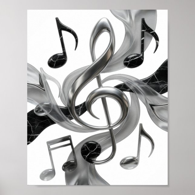 Knackiges Silber MUSIC IN MOTION Slogan Design Poster (Vorne)