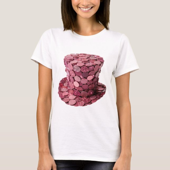 Knackiges Silber PINK COIN HAT 3D Text Kunst T-Shirt (Vorderseite)