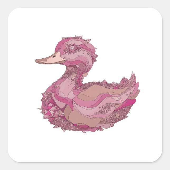 Knackiges Silber PINK DUCK Aufkleber Kunst (Vorderseite)