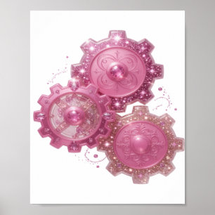 Knackiges Silber PINK GETRIEBE MASCHINE Druck Poster