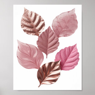 Knackiges Silber PINK LEAVES Slogan Design Poster