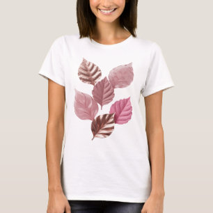 Knackiges Silber PINK LEAVES Slogan Design T-Shirt