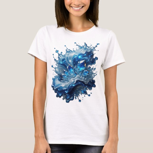 Knackiges Silber-WASSERELEMENT-Textdesign T-Shirt (Vorderseite)