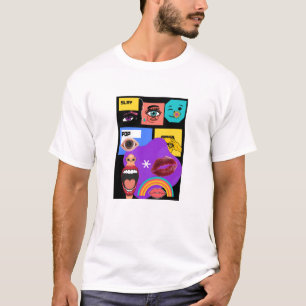 Knallbuntes Pop-Art-Explosion-T-Shirt Retro-Comi T-Shirt