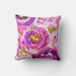 Knaller in Rosa Lila Gold Modern Trendige Florale Kissen