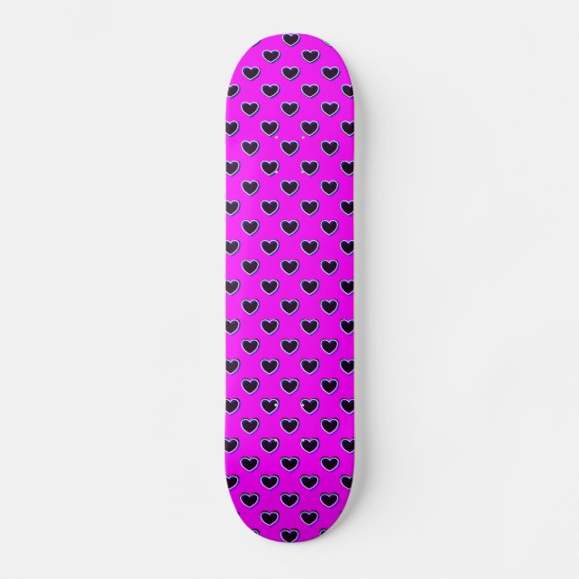Knallige Farben Rosa Und Schwarzes Skateboard (Vorderseite)