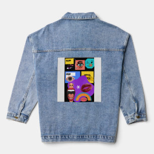 Knallige Pop-Art-Explosion-T-Shirt Retro-Comic-S Jeansjacke