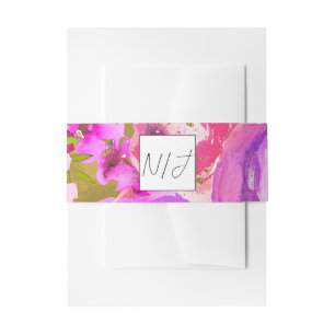 Knallige rosa und violette florale Hochzeit Einladungsbanderole