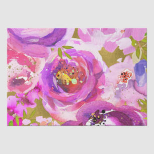 Knallige rosa und violette florale Hochzeit Seidenpapier